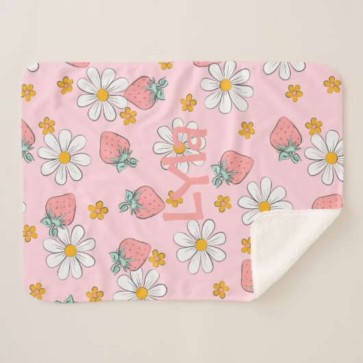 Personalisierte Milcherzeugnisse und Erdbeeren Sherpadecke (Vorderseite (Horizontal))