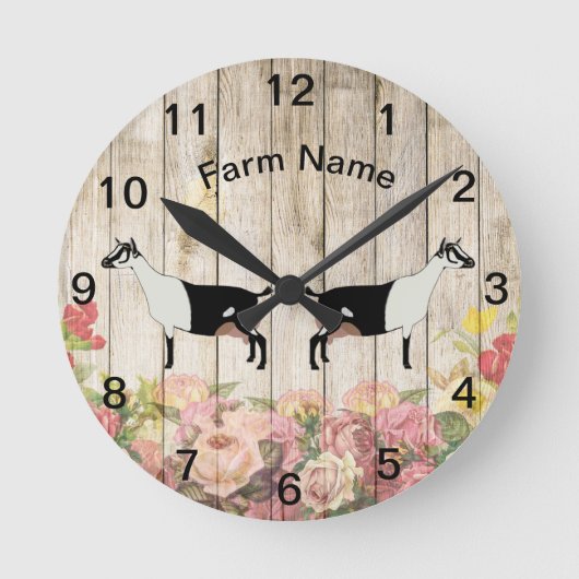 Personalisierte Milchziegenfarm Runde Wanduhr (Vorderseite)
