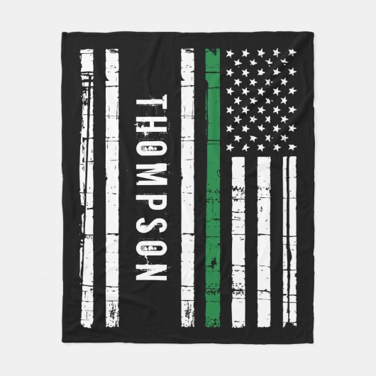 Personalisierte Militärflagge dünne grüne Linie Fleecedecke (Vorderseite)