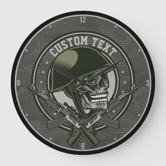 Personalisierte militärische Camouflage Soldat Sch Große Wanduhr (Vorderseite)