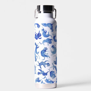 Personalisierte Ming-blaue schwimmende Katzen-Wass Trinkflasche