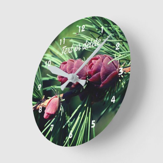 Personalisierte Miniatur-Pine-Kegel Runde Wanduhr (Winkel)