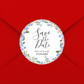 Personalisierte Minimal-Blumenhochzeit rettet den  Runder Aufkleber