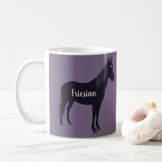 Personalisierte Minimal-Friesian Horse-Silhouette Kaffeetasse (Mit Donut)