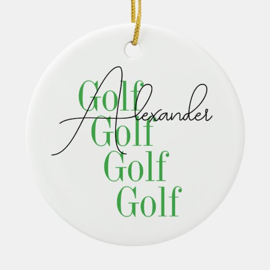 Personalisierte Minimal-Golf-Typografie Keramik Ornament (Vorne)