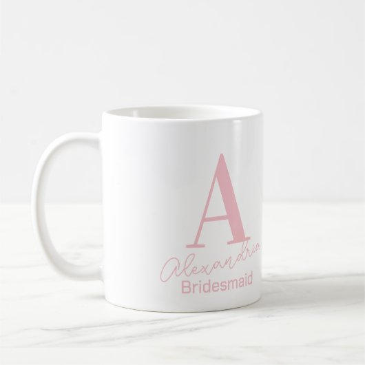 Personalisierte Minimal Monogram Bridesmaid Kaffeetasse (Links)