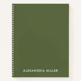 Personalisierte Minimal Olive Monogram Spiral Notizblock