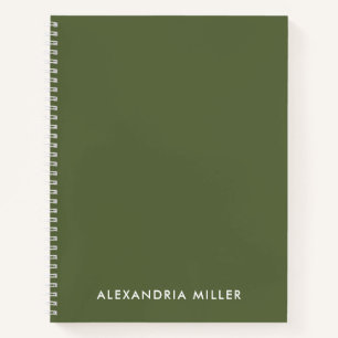 Personalisierte Minimal Olive Monogram Spiral Notizblock