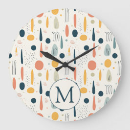 Personalisierte Minimale Abstrakte Boho Pastellfar Große Wanduhr