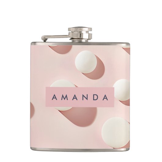Personalisierte Minimale Rosa Kreise Stil Flachmann (Vorderseite)