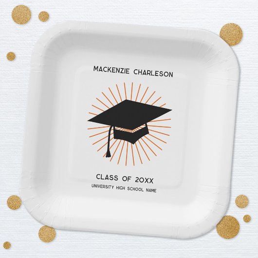 Personalisierte minimalistische Abschluss-Cap-Part Pappteller