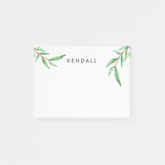 Personalisierte Minimalistische Aquarellfarben-Blä Post-it Klebezettel (Vorderseite)