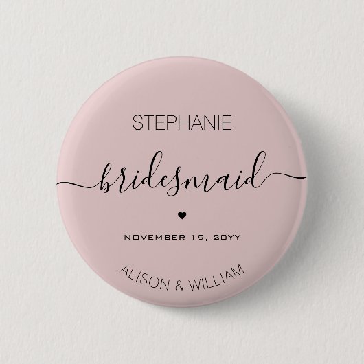 Personalisierte Minimalistische Bridesmaid kundens Button (Vorderseite)