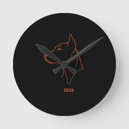 Personalisierte Minimalistische Dobermann-Linienku Runde Wanduhr