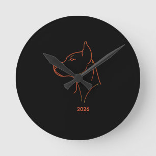 Personalisierte Minimalistische Dobermann-Linienku Runde Wanduhr
