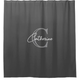 Personalisierte Minimalistische Dunkelgrau-Monogra Duschvorhang