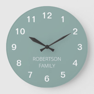Personalisierte minimalistische hell türkisblaue W Große Wanduhr