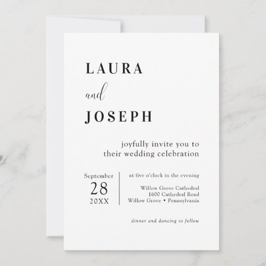 Personalisierte Minimalistische Hochzeit Einladung (Vorderseite)