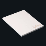 Personalisierte Minimalistische Kalligrafie Name B Notizblock<br><div class="desc">Personalisierte Minimalistische Kalligrafie Name Blush Tan Notepad</div>