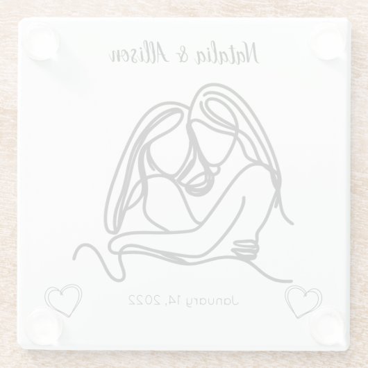 Personalisierte minimalistische Kunst der lesbisch Glasuntersetzer (Rückseite)