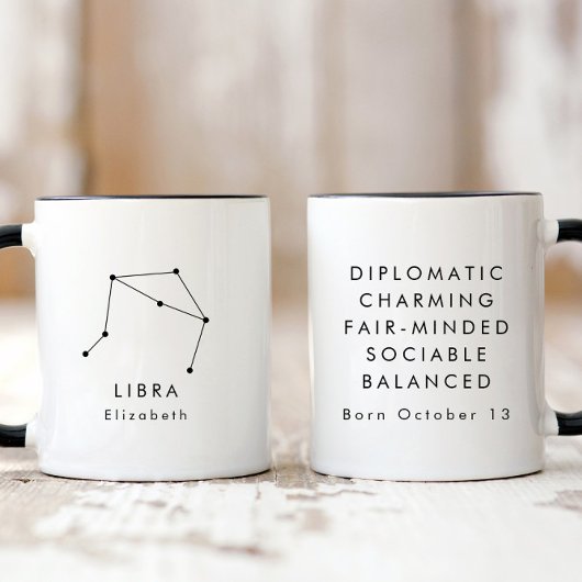 Personalisierte Minimalistische Libra Zodiac-Zeich Tasse