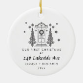 Personalisierte Minimalistische Neue Zuhause Weihn Keramik Ornament (Hinten)