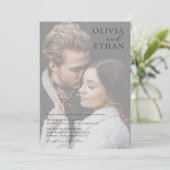 Personalisierte Minimalistische Overlay-Foto-Hochz Einladung (Stehend Vorderseite)