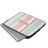 Personalisierte minimalistische Pastellstreifen Laptopschutzhülle (Vorne Knopf)