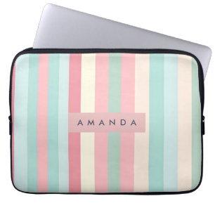 Personalisierte minimalistische Pastellstreifen Laptopschutzhülle