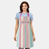 Personalisierte Minimalistische Pastellstreifen Schürze (Getragen)