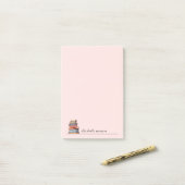 Personalisierte Minimalistische Rosa Buchliebhaber Post-it Klebezettel (Auf Schreibtisch)