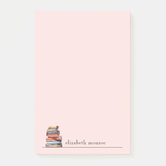 Personalisierte Minimalistische Rosa Buchliebhaber Post-it Klebezettel (Vorderseite)