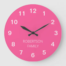 Personalisierte minimalistische rosa Wanduhr