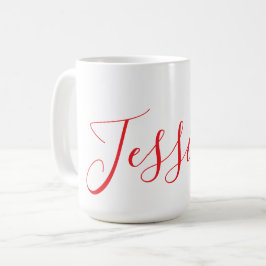 Personalisierte Minimalistische Rote Elegante Typo Kaffeetasse