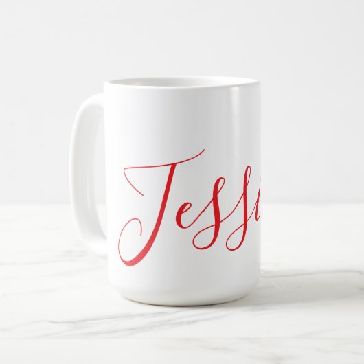 Personalisierte Minimalistische Rote Elegante Typo Kaffeetasse (Vorderseite Links)