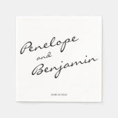 Personalisierte Minimalistische Schwarz-weiße Scri Serviette (Vorderseite)