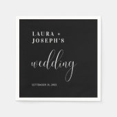 Personalisierte Minimalistische Schwarze Hochzeit Serviette (Vorderseite)
