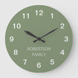 Personalisierte Minimalistische Seite Grüne Wand-U Große Wanduhr