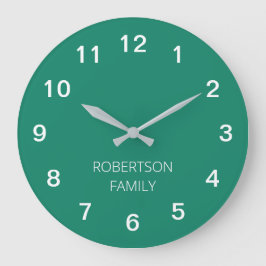 Personalisierte Minimalistische Smaragdgrüne Wall- Große Wanduhr