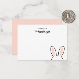 Personalisierte minimalistische süße Hasenohren Os Mitteilungskarte