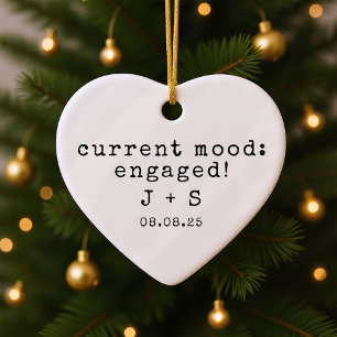 Personalisierte Minimalistische Typografie Verlobt Keramik Ornament