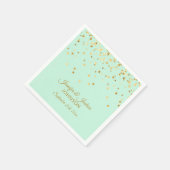 Personalisierte MINT green Gold Confetti Wedding Serviette (Ecke)