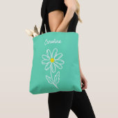 Personalisierte Mintgrüne Gänseblümchen-Tasche Tasche (Von Nahem)