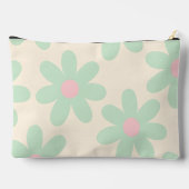 Personalisierte Mintgrüne Retro-Daisy-Blumenmuster Zubehörtasche (Rückseite)
