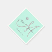 Personalisierte Minze Grünes Herz Mit Monogramm Ho Serviette (Ecke)