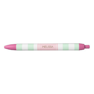 Personalisierte Minze und rosa gestreifter Stift
