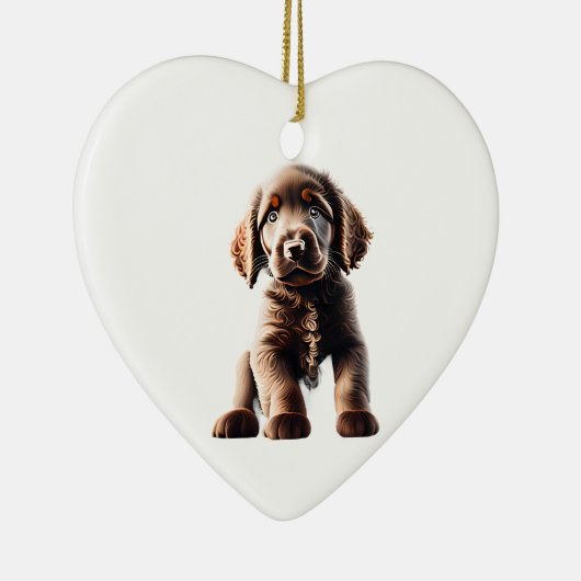 Personalisierte, mit Curly überzogene Retriever-We Keramik Ornament (Rechts)