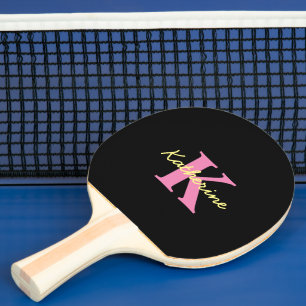 Personalisierte Mit Monogramm Black Modern Tischte Tischtennis Schläger