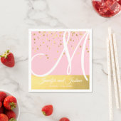 Personalisierte Mit Monogramm Blush Pink-Goldhochz Serviette (Beispiel)