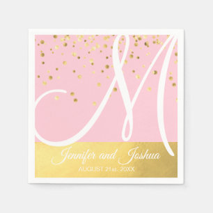 Personalisierte Mit Monogramm Blush Pink-Goldhochz Serviette